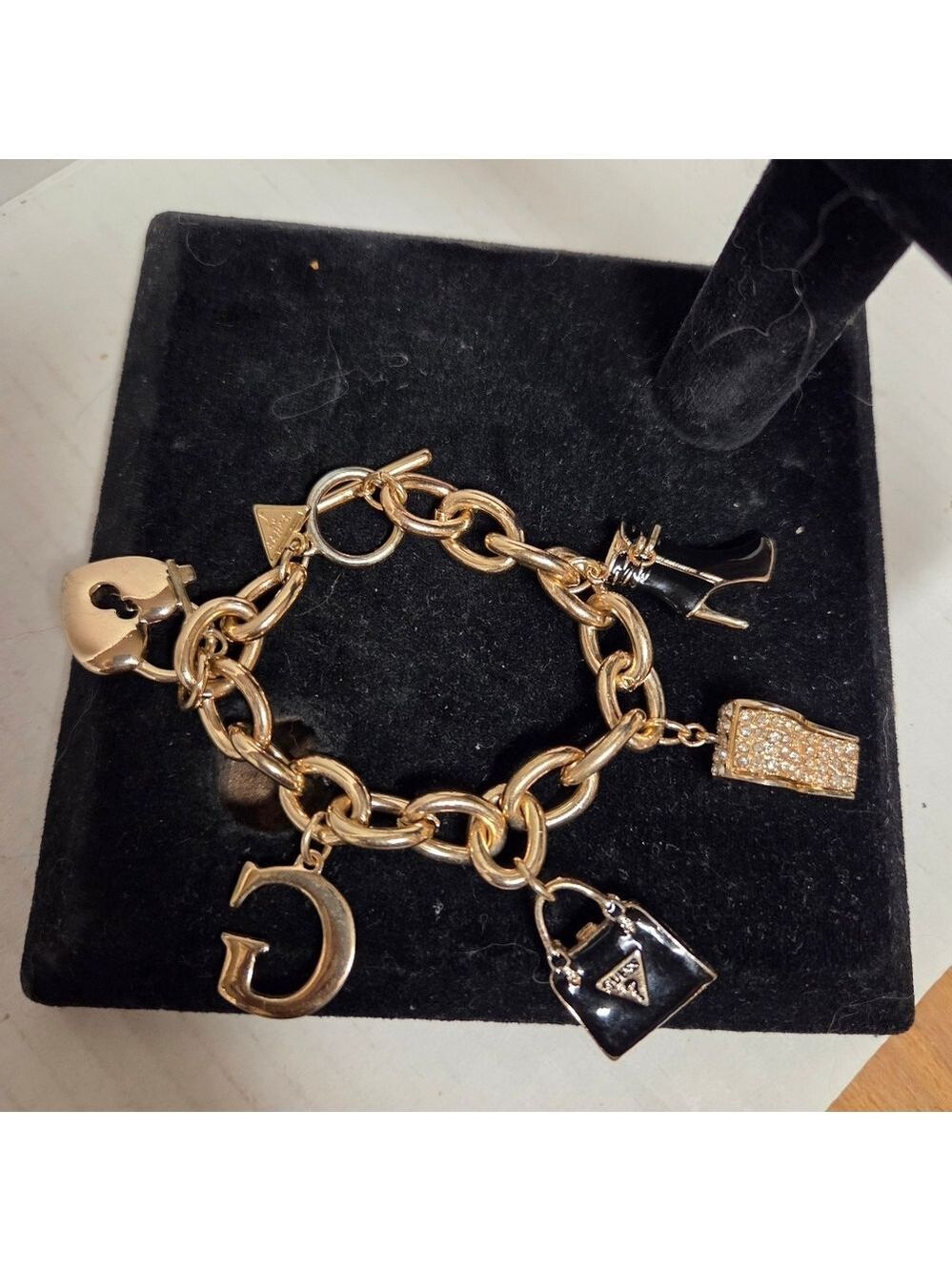 Vintage Guess Gold-tone Chain Charm Bracelet
